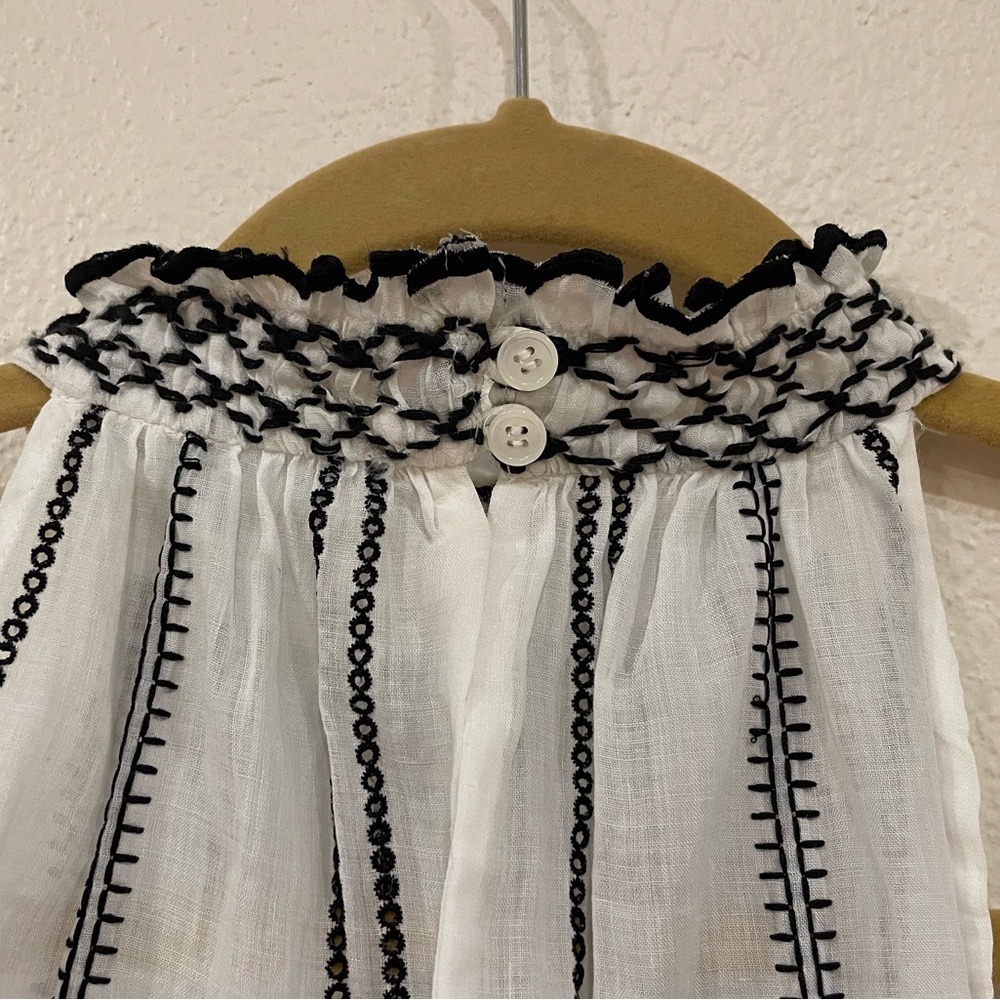 Frame Embroidered Ruffle Trim Striped Halter Top - Picture 7 of 9